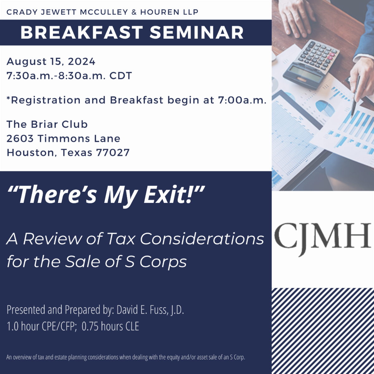 August Breakfast Seminar – “There’s My Exit!”